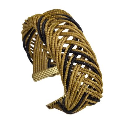 Alternate image for Gold Accented Golden Grass Wristband Bracelet in Black Gold and Black