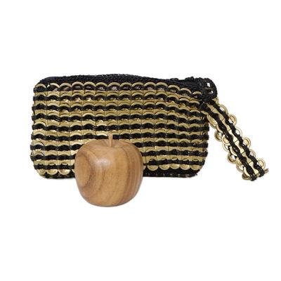 Alternate image for Eco-Friendly Zippered Golden Soda Pop-Top Cosmetic Bag Eco-Routine in Golden