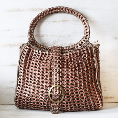 Alternate image for Coppery Crocheted Recycled Soda Pop-Top Handbag Coppery Color