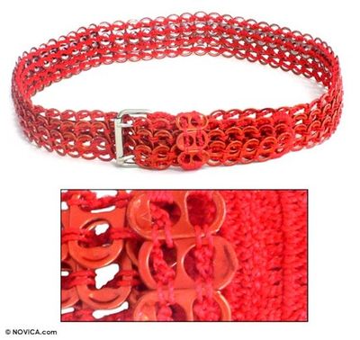 Alternate image for Soda pop-top belt Crimson Chain Mail