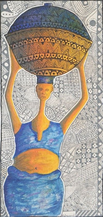 Alternate image for Unstretched Signed Acrylic Painting of Young Maiden Introduction of a Virgin