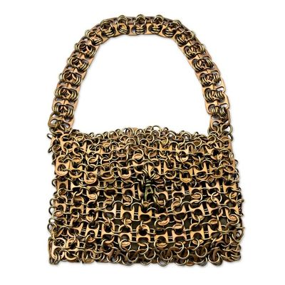 Alternate image for Artisan Crafted Bronze Color Evening Bag with Soda Pop Tops Mini-Shimmery Bronze