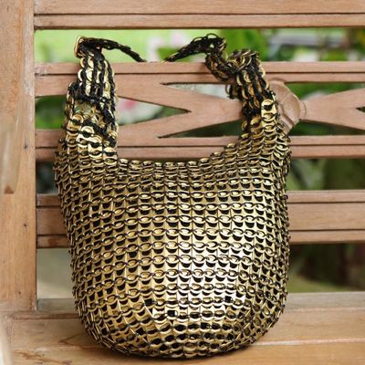 Alternate image for Recycled Golden Pop-Top Hobo Handbag from Brazil Golden Companion