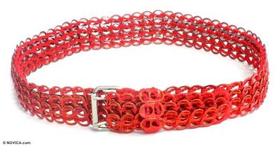 Alternate image for Soda pop-top belt Crimson Chain Mail