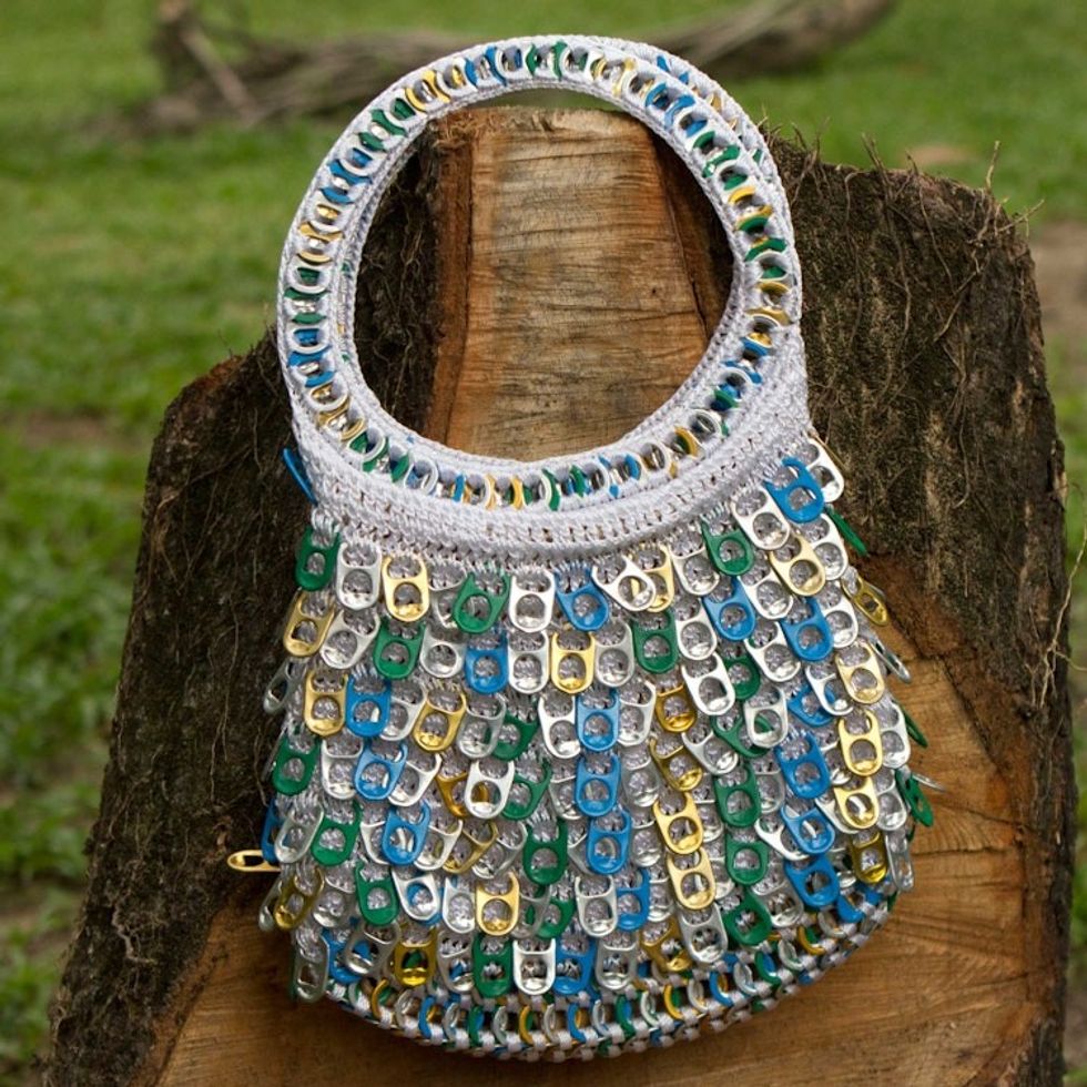 Recycled Soda Pop-top Evening Bag Crocheted by Hand 'Brazilian Waterfall'