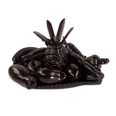 Alternate image for West African Polished Brown Ebony Fruit Bowl Sculpture Bowl of Plenty