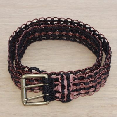 Alternate image for Handmade Upcycled Soda Pop-Top Belt in Pink from Brazil Pink Upcycled Sophistication