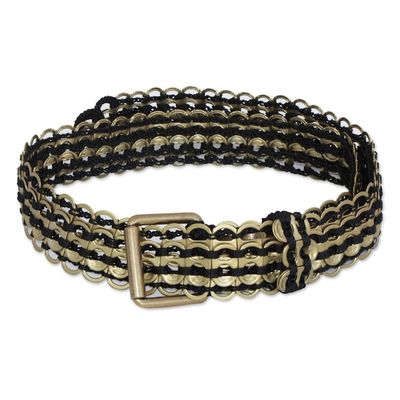 Alternate image for Handmade Upcycled Soda Pop-Top Belt in Gold from Brazil Gold Upcycled Sophistication