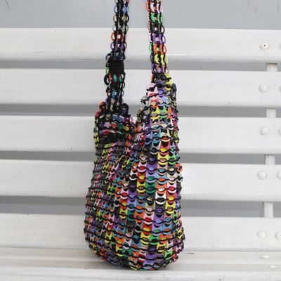 Alternate image for Rainbow-Hued Soda Pop-Top Bucket Bag from Brazil Eco Rainbow