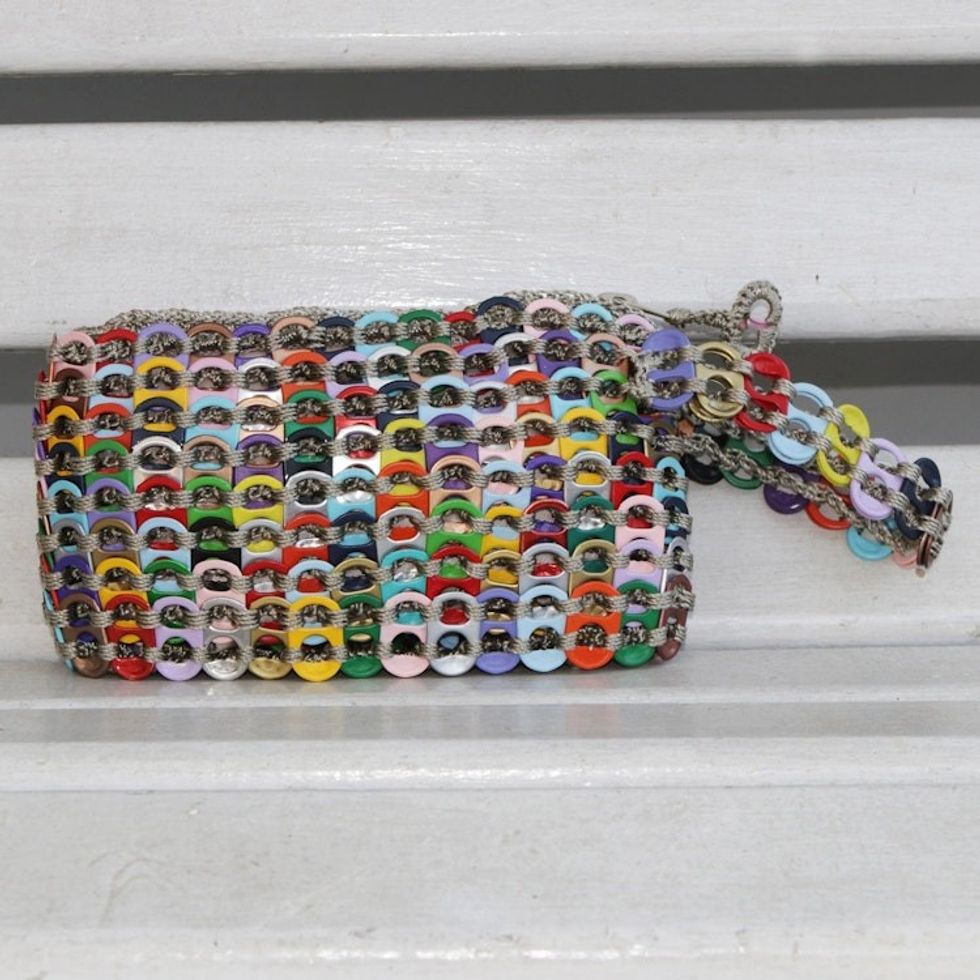 Colorful Recycled Aluminum Pop-Top Wristlet from Brazil 'Eco-Friendly Rainbow'