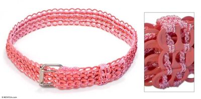 Alternate image for Soda pop-top belt Super Pink Chain Mail