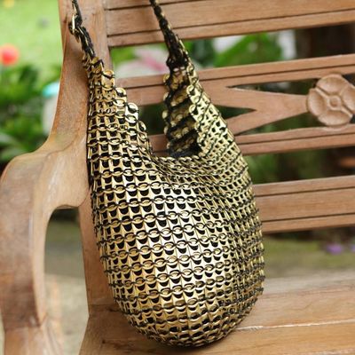 Alternate image for Recycled Golden Pop-Top Hobo Handbag from Brazil Golden Companion