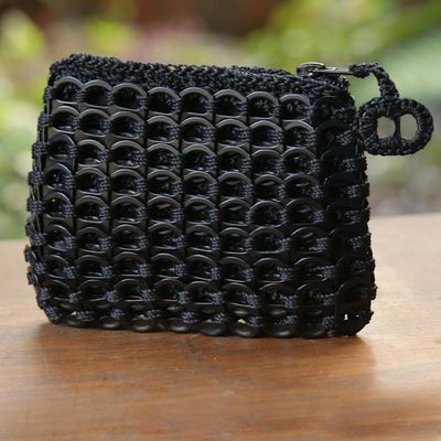 Alternate image for Black Soda Pop Top Change Purse from Brazil Black Recycled Chic