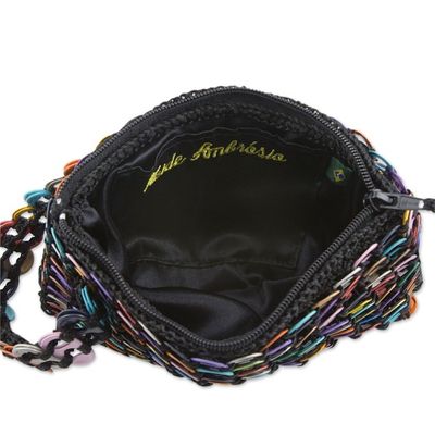 Alternate image for Hand Crocheted Recycled Soda Pop-top Wristlet Bag Rainbow Night Eco Chic