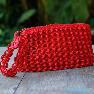 Alternate image for Eco-Friendly Zippered Red Soda Pop-Top Cosmetic Bag Eco-Routine in Red