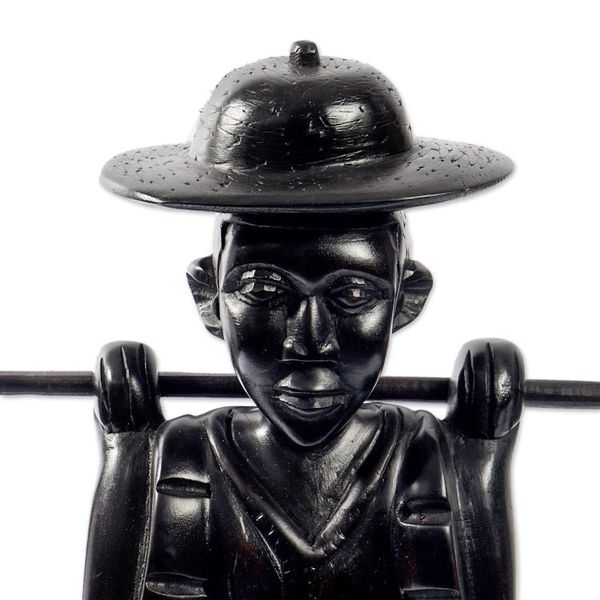 Alternate image for Handmade  Hand Painted Water Carrier Wood Sculpture Bearing Water