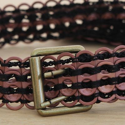 Alternate image for Handmade Upcycled Soda Pop-Top Belt in Pink from Brazil Pink Upcycled Sophistication