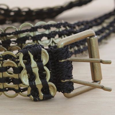 Alternate image for Handmade Upcycled Soda Pop-Top Belt in Gold from Brazil Gold Upcycled Sophistication