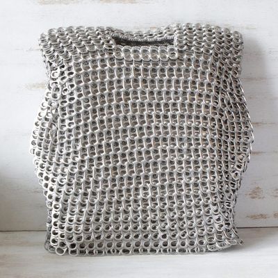 Alternate image for Silvery Brazil Eco-Art Recycled Pop-Top Handle Handbag Silvery Curves