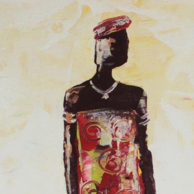 Alternate image for Expressionist Painting of Two Lovers from Ghana Love at First Sight