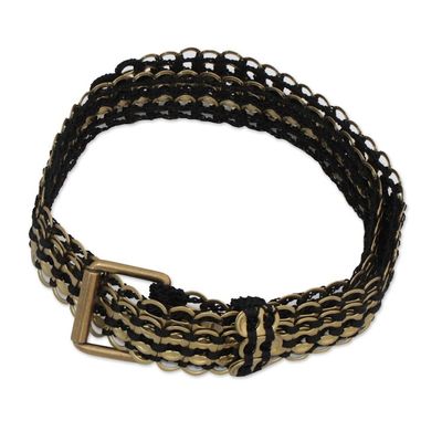 Alternate image for Handmade Upcycled Soda Pop-Top Belt in Gold from Brazil Gold Upcycled Sophistication