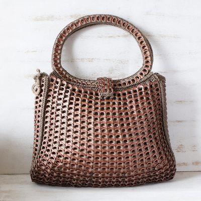 Alternate image for Coppery Crocheted Recycled Soda Pop-Top Handbag Coppery Color