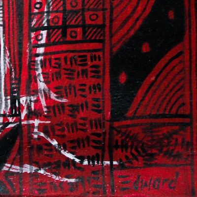 Alternate image for Red Expressionist Painting of a Saxophone Player Music Food of Life