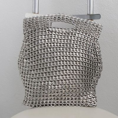 Alternate image for Silvery Brazil Eco-Art Recycled Pop-Top Handle Handbag Silvery Curves