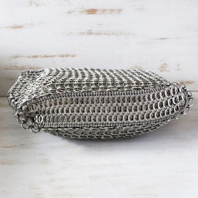 Alternate image for Silvery Brazil Eco-Art Recycled Pop-Top Handle Handbag Silvery Curves