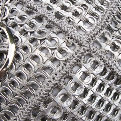 Alternate image for Recycled Pop-top Shoulder Bag Silvery Patchwork Brazil Silvery Patchwork