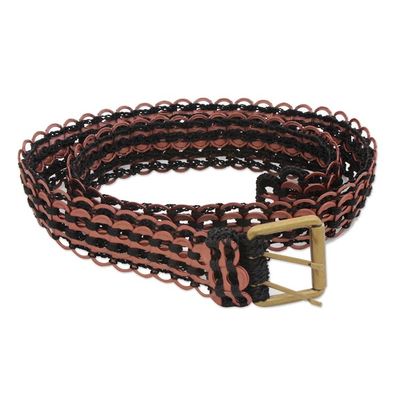 Alternate image for Handmade Upcycled Soda Pop-Top Belt in Pink from Brazil Pink Upcycled Sophistication