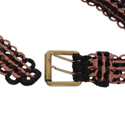 Alternate image for Handmade Upcycled Soda Pop-Top Belt in Pink from Brazil Pink Upcycled Sophistication