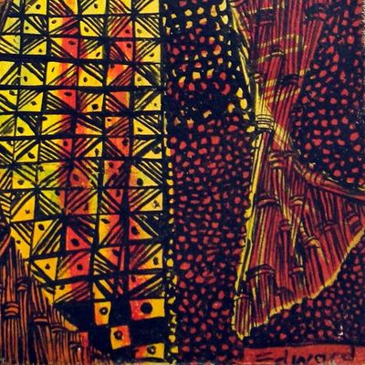 Alternate image for Expressionist Painting of a Woman with Intricate Motifs Night Romance