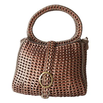 Alternate image for Coppery Crocheted Recycled Soda Pop-Top Handbag Coppery Color