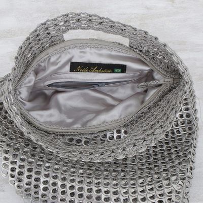 Alternate image for Silvery Brazil Eco-Art Recycled Pop-Top Handle Handbag Silvery Curves