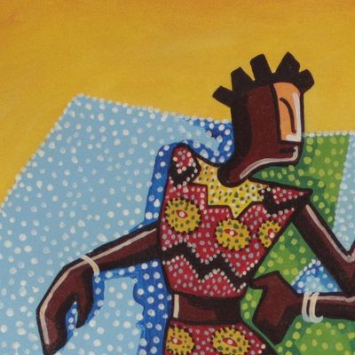 Alternate image for Expressionist Painting of African Lovers from Ghana Lovers Dance