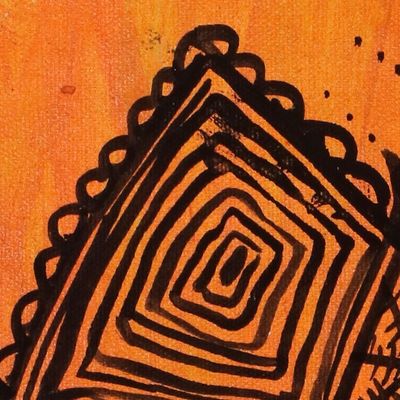 Alternate image for Unstretched Expressionist Brown and Black Acrylic Painting Native Mask