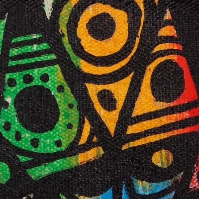 Alternate image for Signed Unstretched Abstract Classic Vibrant Acrylic Painting Carnival Colours