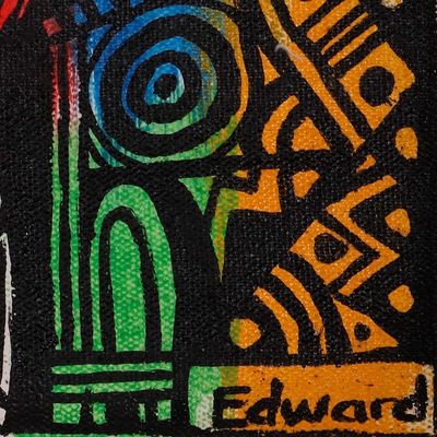 Alternate image for Signed Unstretched Abstract Classic Vibrant Acrylic Painting Carnival Colours