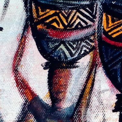 Alternate image for Signed Unstretched Expressionist Warm-Toned Acrylic Painting Virtuous Women