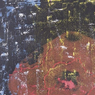 Alternate image for Signed Unstretched Dark Abstract Painting from Ghana The Story Behind I