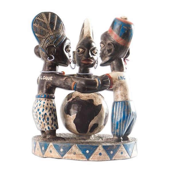 Alternate image for World Peace Sculpture in Sese Wood from Ghanaian Artist Global Peace