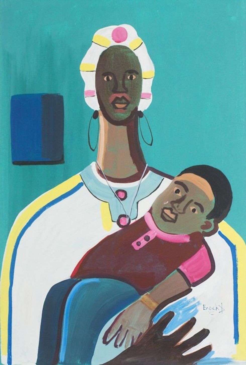 Expressionist Mother and Child Painting from Ghana 'I Never Thought of It'