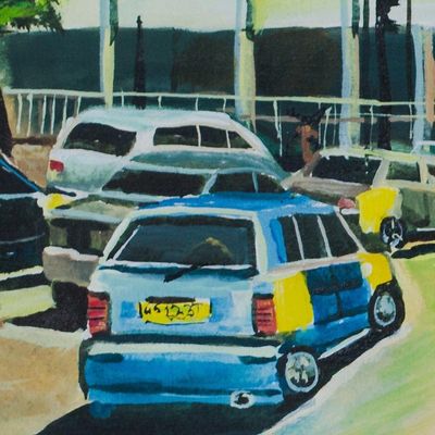 Alternate image for Signed Realist Cityscape Painting from Ghana The Bright Day