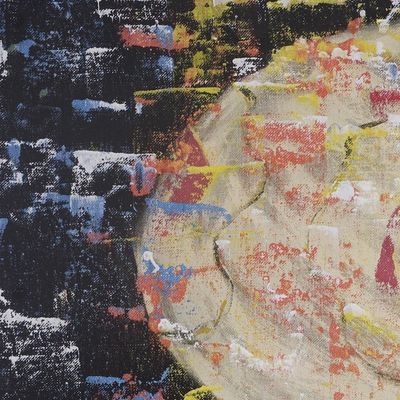 Alternate image for Signed Unstretched Vibrant Abstract Painting from Ghana The Story Behind II