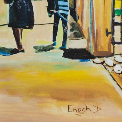 Alternate image for Signed Realist Cityscape Painting from Ghana The Bright Day