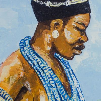 Alternate image for Signed Expressionist Painting of Two Women from Ghana Dipo