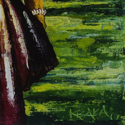 Alternate image for Signed Expressionist Painting of Two Women from Ghana Dipo