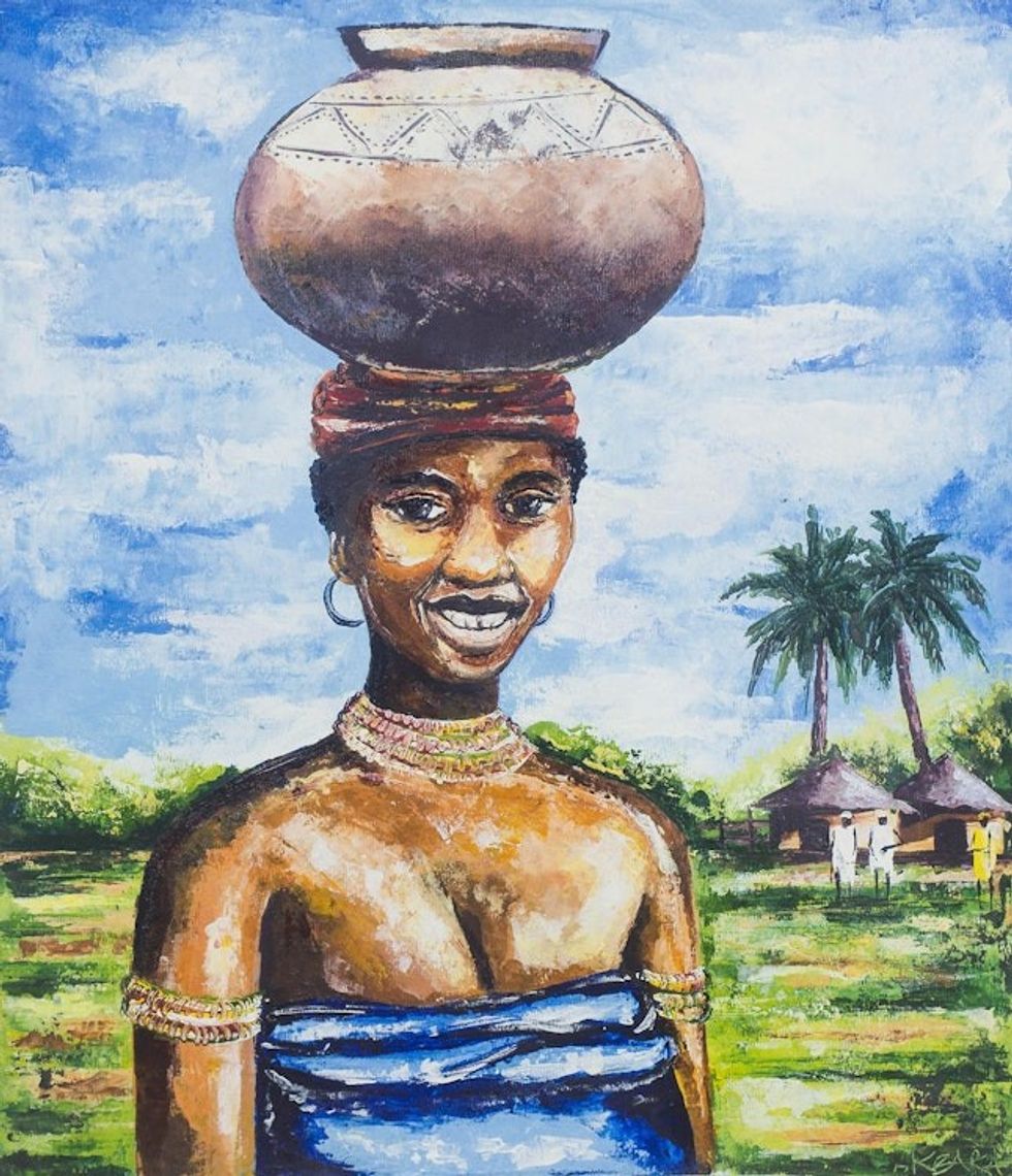 Signed Cultural Painting of a Woman from Ghana 'Asaana'