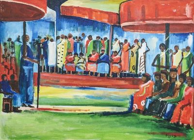 Alternate image for Signed Acrylic Royalty Painting on Canvas Ahemfo Nhiamu